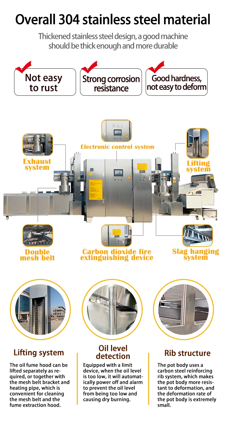 TCA Automatic Frying Machine Fried Pork Skin Potato Chips French Fries Continuous Oil Fryer Flour Dough Pieces