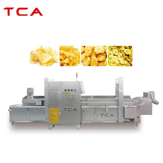 Máquina freidora automática TCA, piel de cerdo frita, patatas fritas, patatas fritas, freidora continua de aceite, piezas de masa de harina