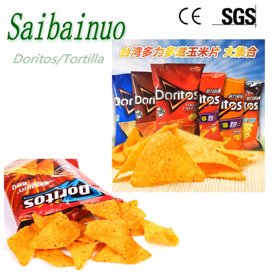 Línea de producción de bocadillos de harina de trigo para freír Máquina de procesamiento de chips de tortilla Doritos de maíz Planta de procesamiento de cornetas de cono Máquina para hacer bocadillos