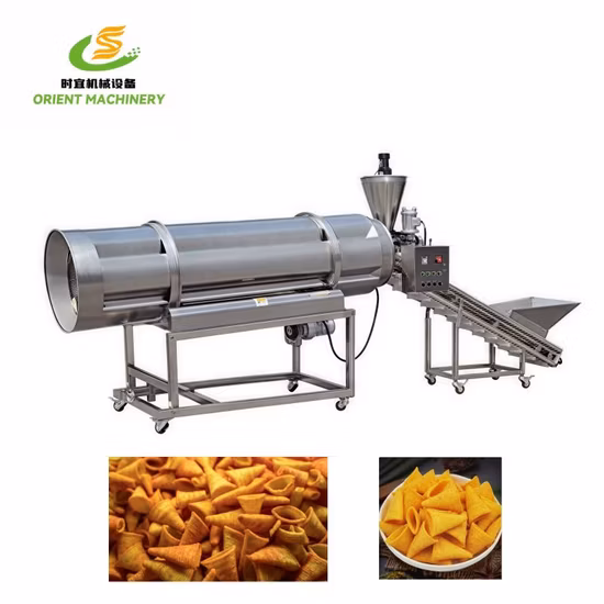 Línea de procesamiento de máquina de bocadillos para freír chips de cornetas de harina de trigo extruido de alta eficiencia